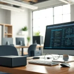 Showcasing efficient managed IT service solutions in a modern workspace with sleek technology.
