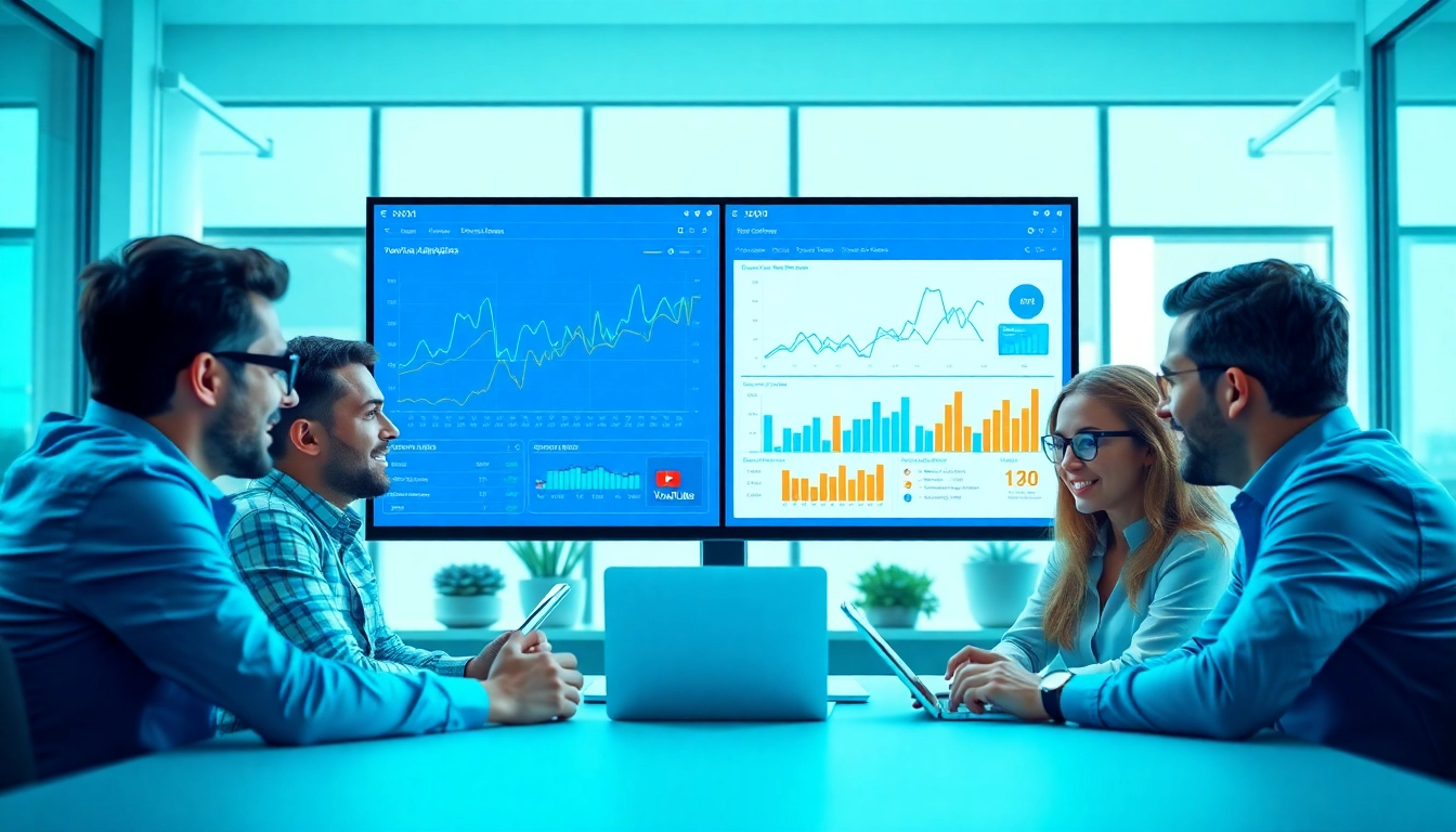 Optimize your youtube smm panel strategies with a professional marketing team analyzing data.