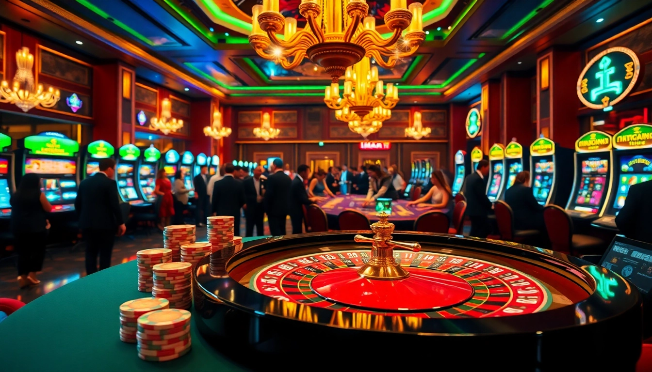 Discover the vibrant casino atmosphere at Trang chủ MM88 with roulette action and high-stacked poker chips.
