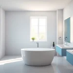 Vibrant bathroom design showcasing sunny showers france with modern fixtures and LED lighting.
