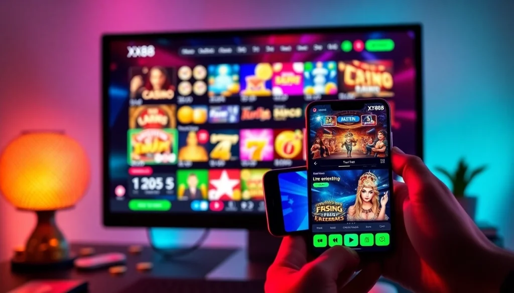 Engaging visual of Trang Chủ XX88 showcasing online gambling games and apps.