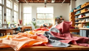 Katoen stoffen in een sfeervolle naaikamer met kleurrijke varianten.