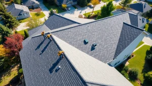 Installers providing high-quality roofing solutions on a residential home with a team effort.