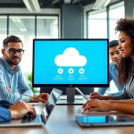 Cloud Backup Tampa team collaborating on innovative data security solutions in a modern office.