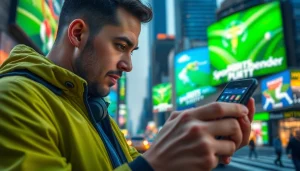 Discover the best sports betting sites for Brazil featuring a professional bettor in a vibrant urban setting.