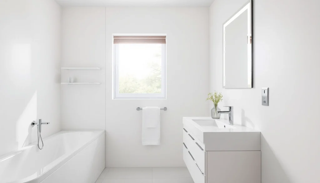 Stylish sonni Spiegelschrank in a modern bathroom with integrated lighting features.