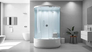 Erleben Sie die sonni Duschkabine mit modernem Design in einer eleganten Badezimmerumgebung.