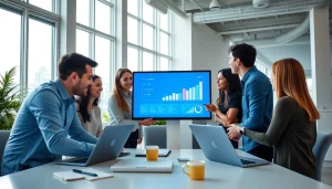 Analyze seo quotation malaysia with professionals discussing in a bright office setting.