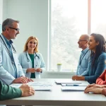 Engage in health discussions with a healthcare expert in a welcoming clinic environment.