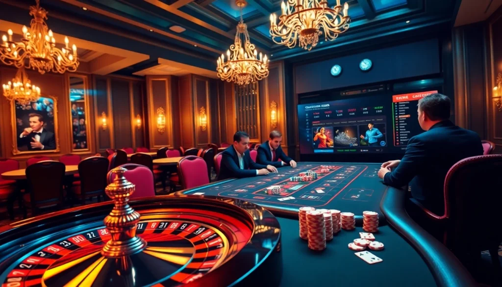 Engage with birutoto in a luxurious casino setting featuring poker chips and roulette wheel.