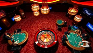 F8bet players enjoying strategic gameplay at a luxurious casino table.