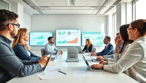 Engaged professionals strategizing about social media growth using a youtube smm panel.