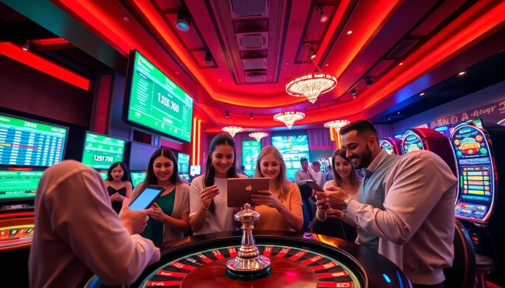 Experience the thrill of online gambling with https://789ff.biz/ showcasing vibrant casino games and active players in a luxurious setting.