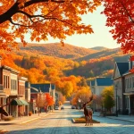 Experience the vibrant autumn atmosphere of Clarksburg through its scenic landscapes.