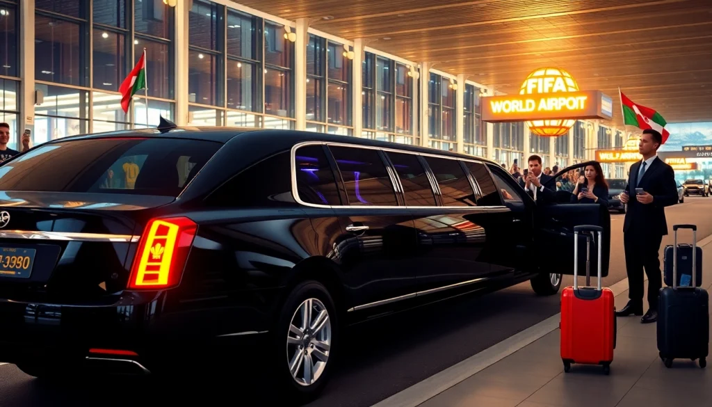 World Cup Group Transportation featuring a luxury limousine ready to welcome fans at LAX during the FIFA World Cup.