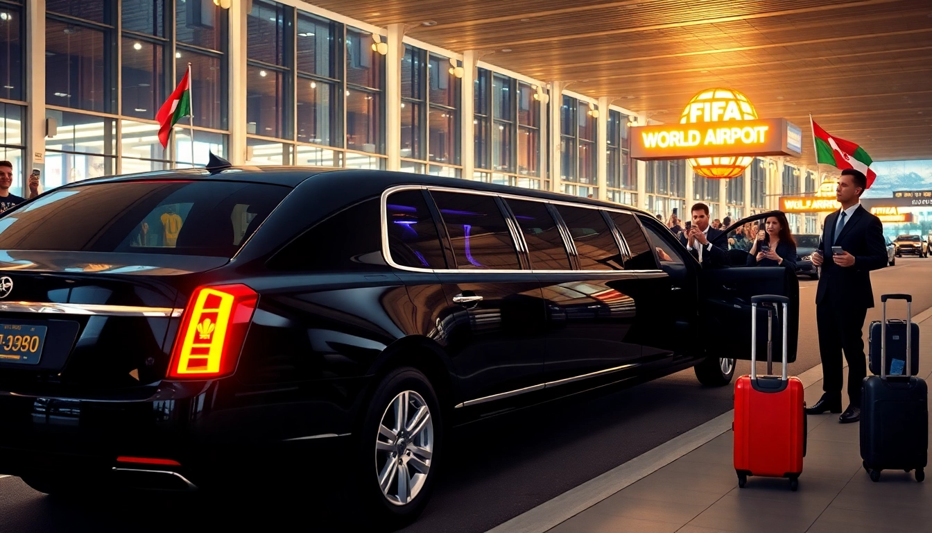 World Cup Group Transportation featuring a luxury limousine ready to welcome fans at LAX during the FIFA World Cup.