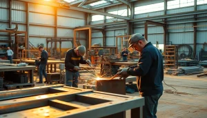 Visualize custom steel fabrication showcasing skilled artisans at work with steel materials.