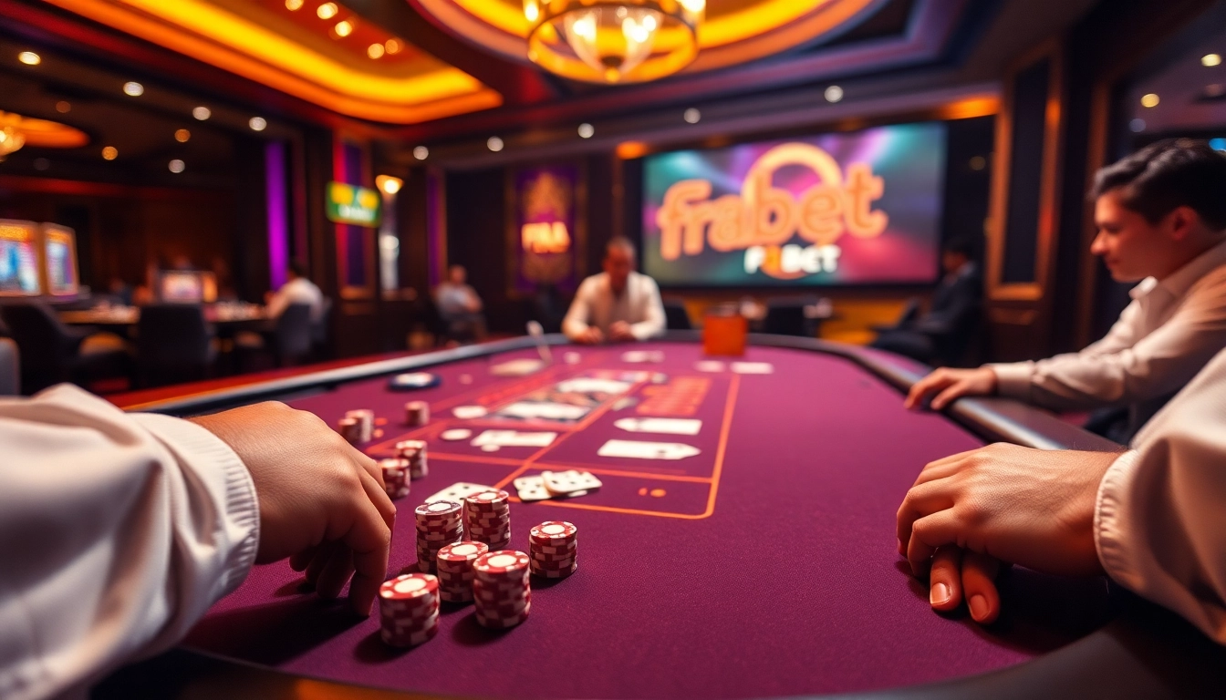 F8Bet gaming atmosphere showcasing poker chips and a thrilling casino table experience.