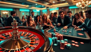 Experience the excitement of table games at 88clb with vibrant poker chips and a roulette wheel.