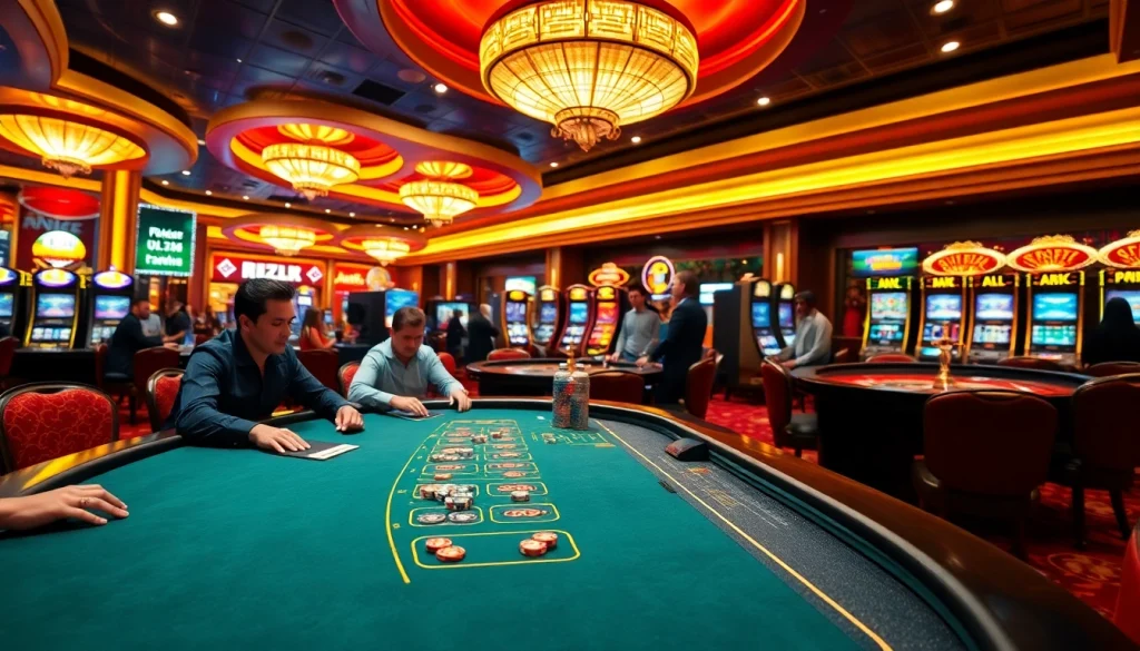 Experience thrilling action at https://uu88.casa/ with players engaging at a lively poker and roulette setup.