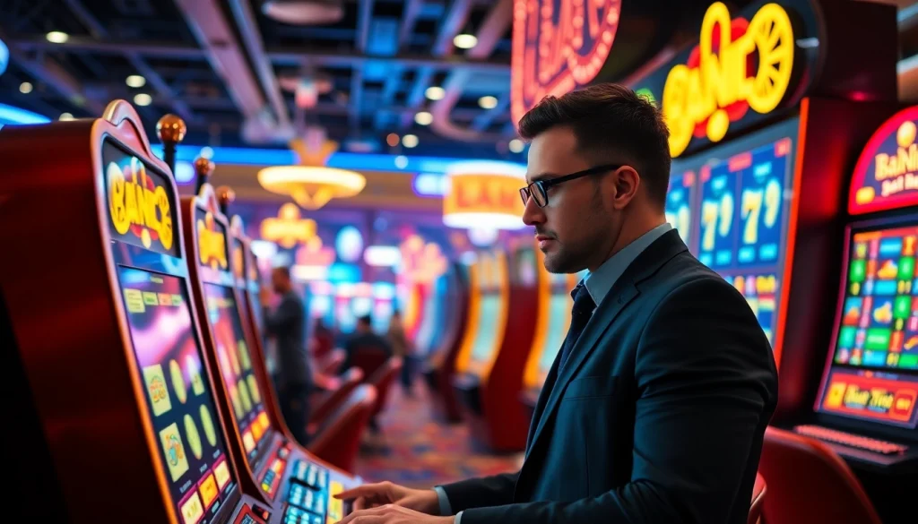 Slot bet 50 perak menarik perhatian pemain di kasino yang ramai dan penuh warna.