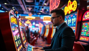 Slot bet 50 perak menarik perhatian pemain di kasino yang ramai dan penuh warna.