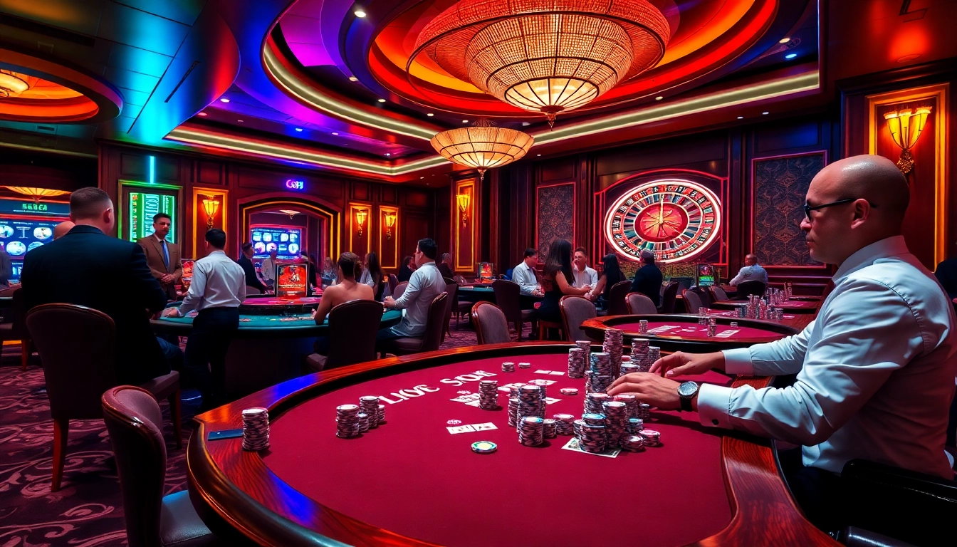 Experience the excitement of GO8 poker action in a luxury casino environment.