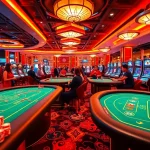 S8 casino gaming scene with luxurious tables and vibrant poker chips in a lively atmosphere.