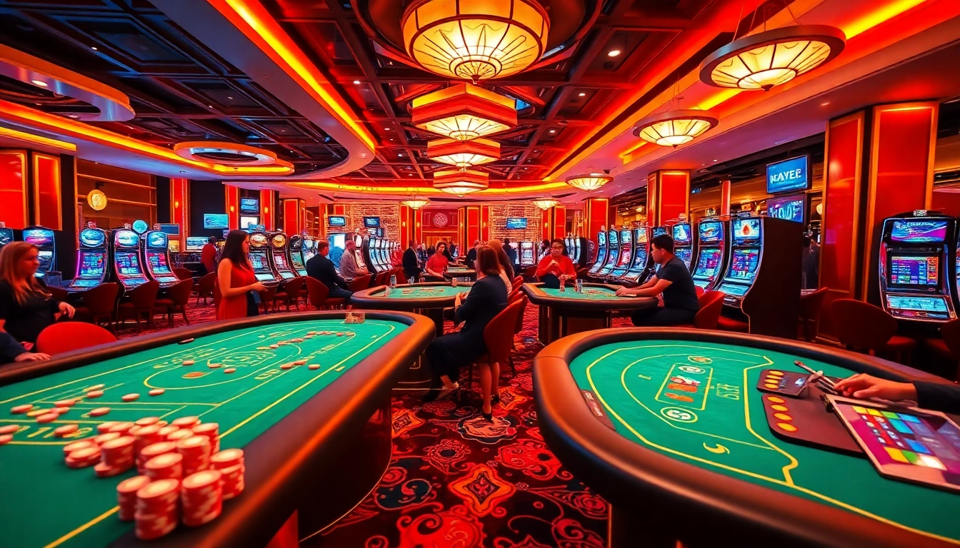 S8 casino gaming scene with luxurious tables and vibrant poker chips in a lively atmosphere.
