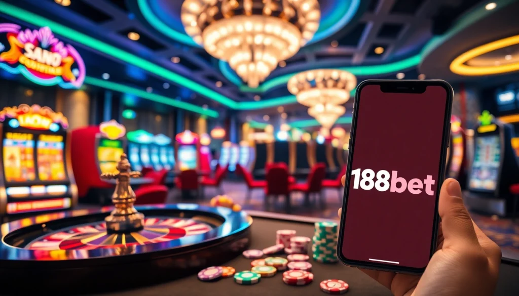 Experience the thrill of gambling with link 188bet in a vibrant casino setting filled with luxury games.
