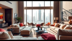 Interior design dubai showcasing a luxurious living space with modern decor.