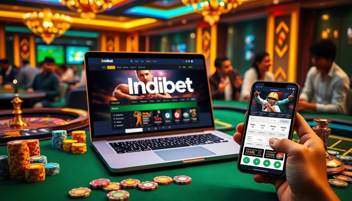 Engage in thrilling indibet online betting with a vibrant casino atmosphere featuring interactive sports apps and gaming tables.