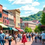 Explore Clarksburg's vibrant street life with historic architecture and local culture.