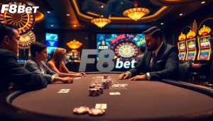 Experience thrilling poker gameplay at F8bet Đăng nhập with professional gamblers at an upscale casino.