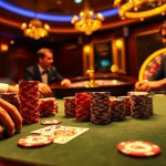 Experience the thrill of high-stakes poker at hay.win with colorful chips and cards.