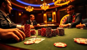 Experience the thrill of high-stakes poker at hay.win with colorful chips and cards.