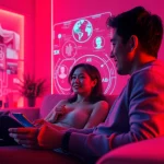 Intimate interaction showcasing advanced sex AI technology and romantic ambiance.