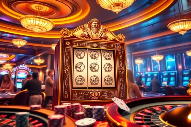 Para pemain yang menguji keberuntungan mereka pada mesin slot Olympus 1000 di kasino yang semarak.