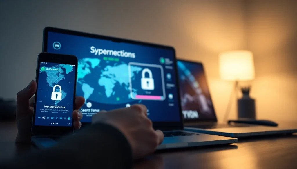 快连官网 展示用户通过现代 VPN 界面在多种设备上轻松连接，突出安全性与全球访问能力。