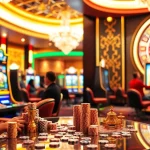 Engage with slot demo mahjong at modern casino machines surrounded by vibrant excitement.