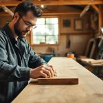 Carpentry Apprenticeship Near Me highlighting a skilled carpenter measuring wood with precision.