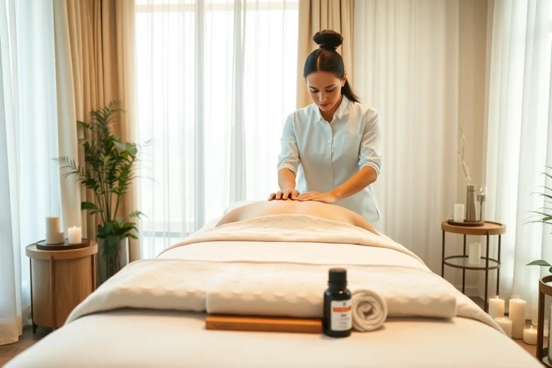 출장마사지 session in a modern spa providing a serene and professional atmosphere.