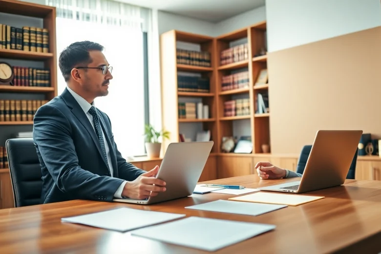 Consultation with an intellectual property lawyer showcasing professionalism and expertise.