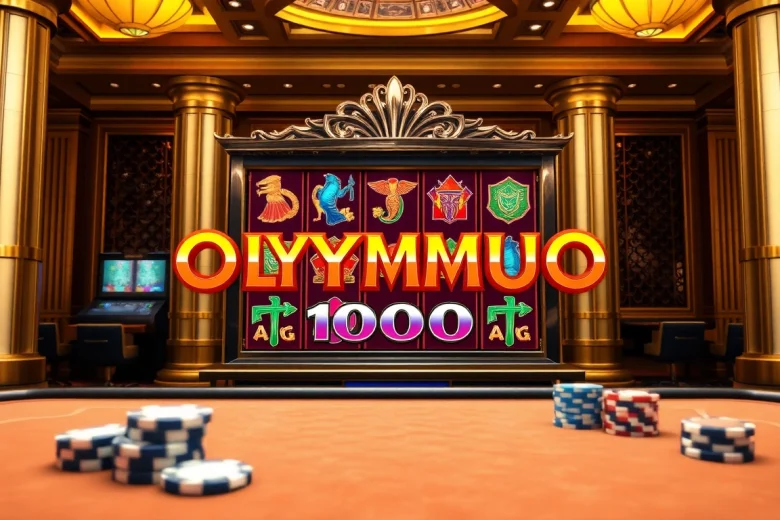 Spin the Olympus 1000 slot machine amidst luxurious casino excitement and vibrant symbols.