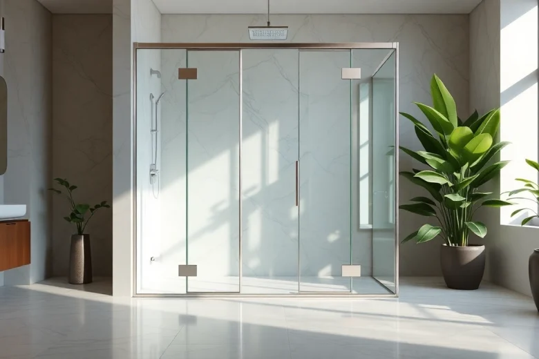 Showcase of a shower screen door displayed in a modern bathroom with stylish design.