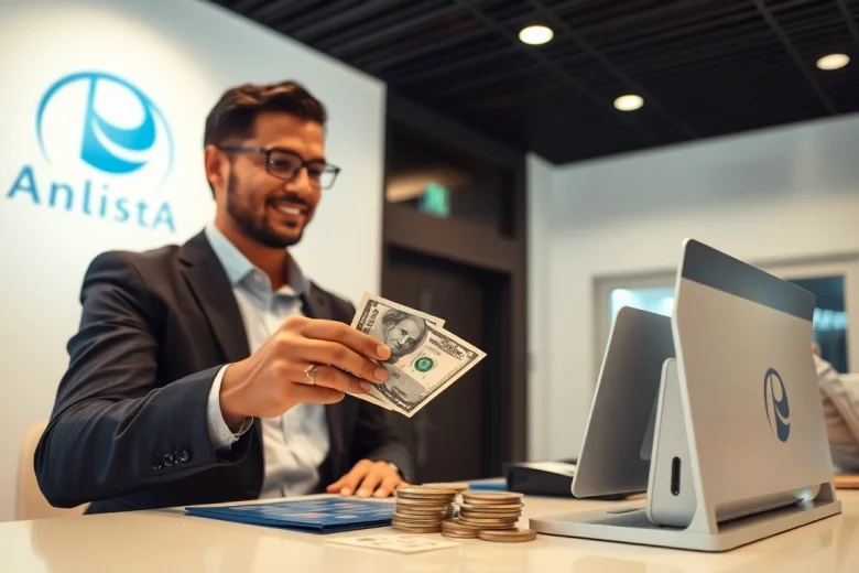 Melakukan deposit 1k dengan percaya diri di bank, menunjukkan interaksi dengan teller dan uang tunai.