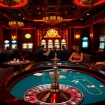 SODO Casino players enjoying intense poker action surrounded by vibrant slot machines.