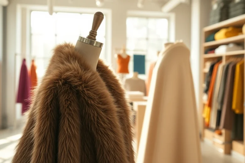 Verken imitatie bont stof met elegante texturen en natuurlijke kleuren in een showroom.
