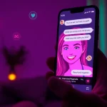 Engaging NSFW AI chat experience showcased with a vibrant smartphone interface and expressive character interactions.
