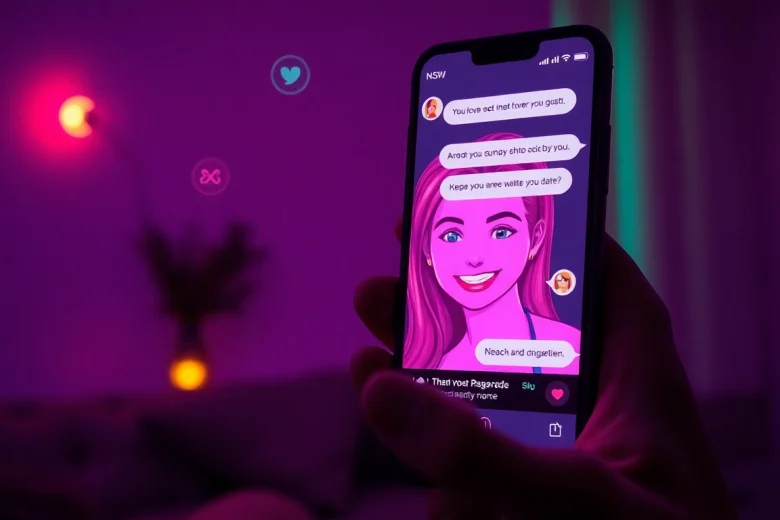 Engaging NSFW AI chat experience showcased with a vibrant smartphone interface and expressive character interactions.